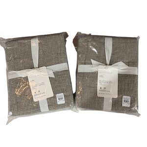 Pottery Barn NEW Set of Two Belgian Flax Linen Waffle Weave Pillow Shams King